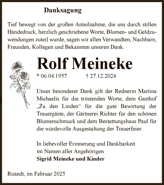 Traueranzeige von Rolf Meineke von UEL
