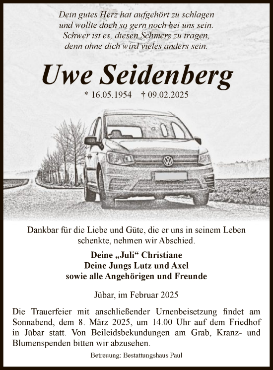 Traueranzeige von Uwe Seidenberg von UEL