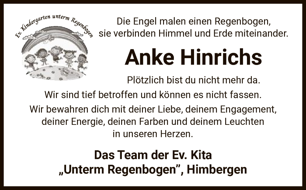  Traueranzeige für Anke Hinrichs vom 29.03.2025 aus UEL
