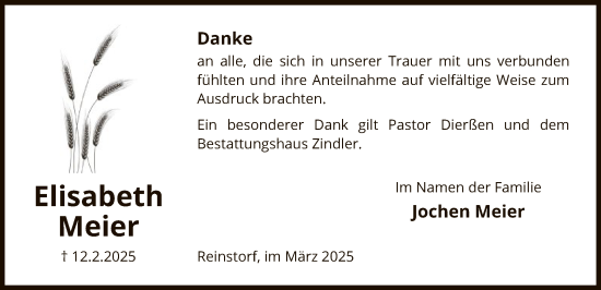 Traueranzeige von Elisabeth Meier von UEL