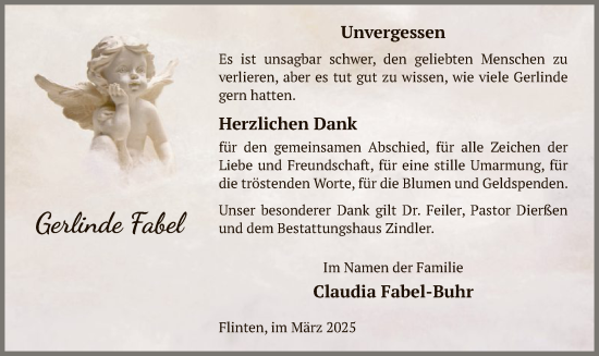 Traueranzeige von Gerlinde Fabel von UEL