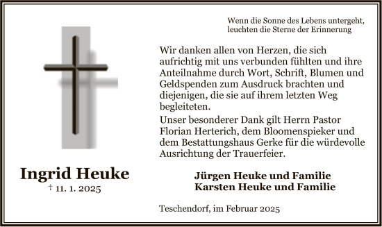 Traueranzeige von Ingrid Heuke von UEL