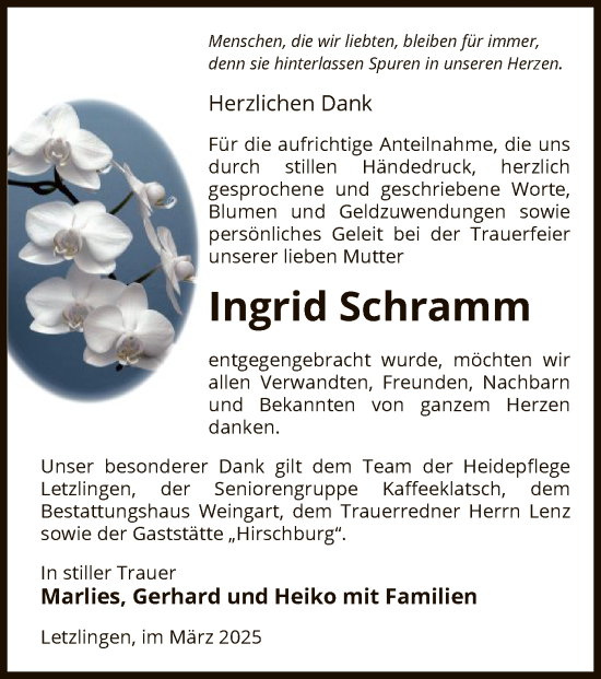 Traueranzeige von Ingrid Schramm von UEL