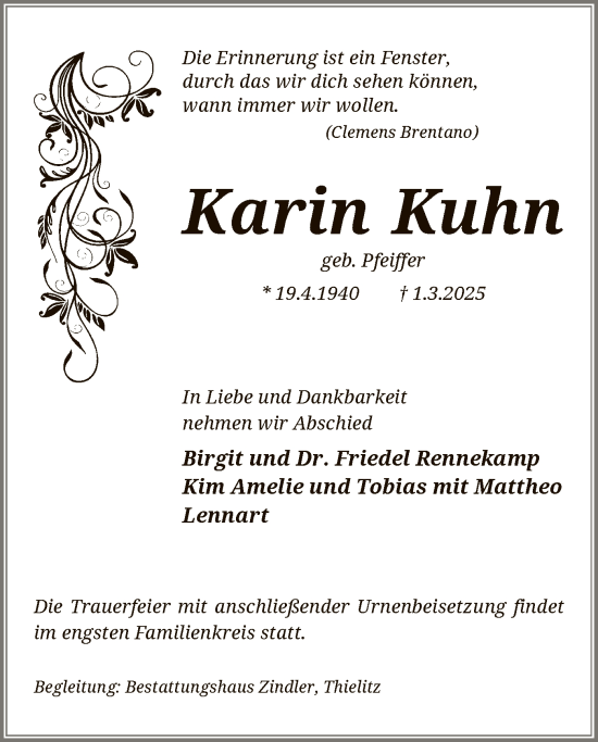 Traueranzeige von Karin Kuhn von UEL