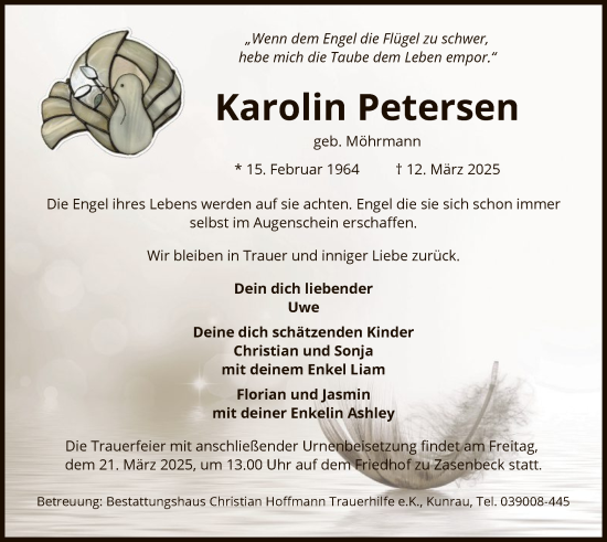 Traueranzeige von Karolin Petersen von UEL