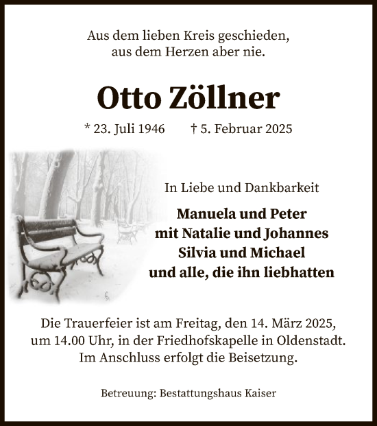 Traueranzeige von Otto Zöllner von UEL