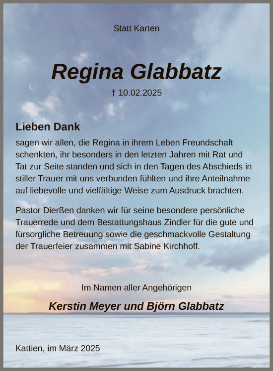 Traueranzeige von Regina Glabbatz von UEL