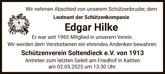 Traueranzeige von Edgar Hilke von UEL