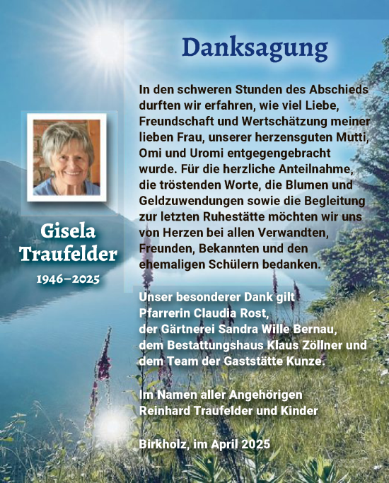 Traueranzeige von Gisela Traufelder von UEL
