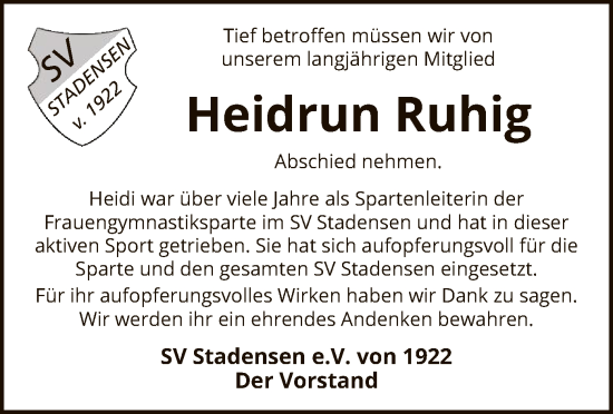 Traueranzeige von Heidrun Ruhig von UEL