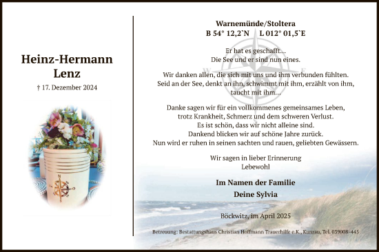 Traueranzeige von Heinz-Hermann Lenz von UEL