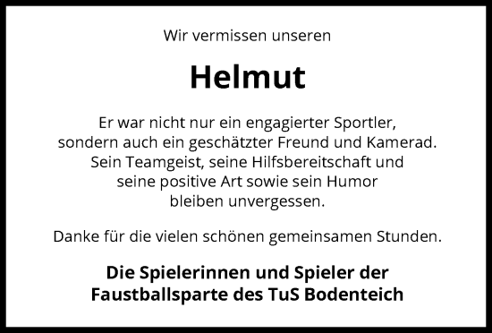 Traueranzeige von Helmut  von UEL