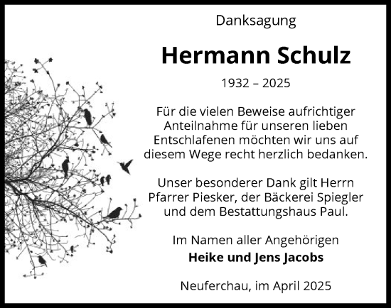 Traueranzeige von Hermann Schulz von UEL