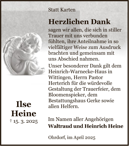 Traueranzeige von Ilse Heine von UEL