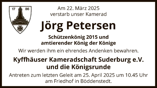 Traueranzeige von Jörg Petersen von UEL