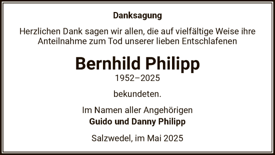 Traueranzeige von Bernhild Philipp von AMZ