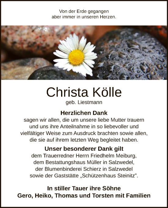 Traueranzeige von Christa Kölle von AMZ