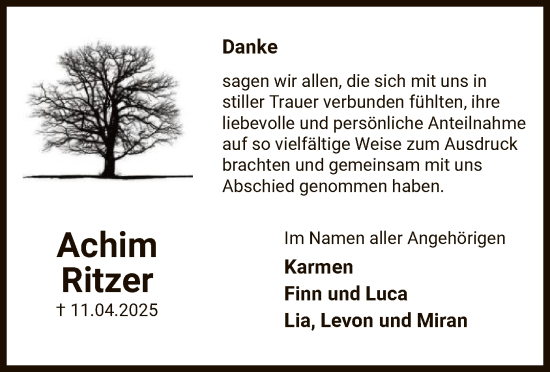 Traueranzeige von DA Achim von UEL