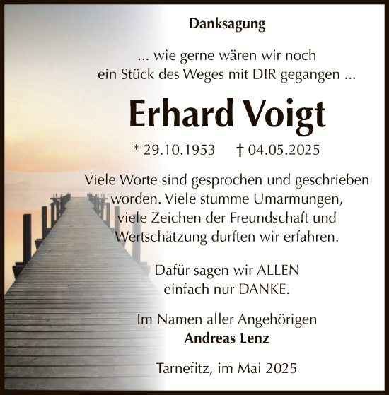 Traueranzeige von Erhard Voigt von AMZ