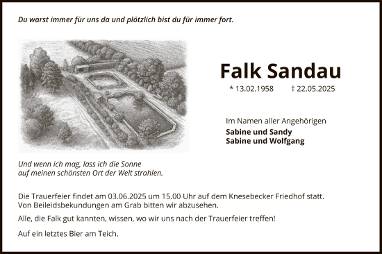 Traueranzeige von Falk Sandau von IK