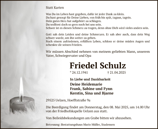Traueranzeige von Friedel Schulz von UEL