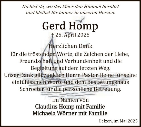 Traueranzeige von Gerd Homp von AZ