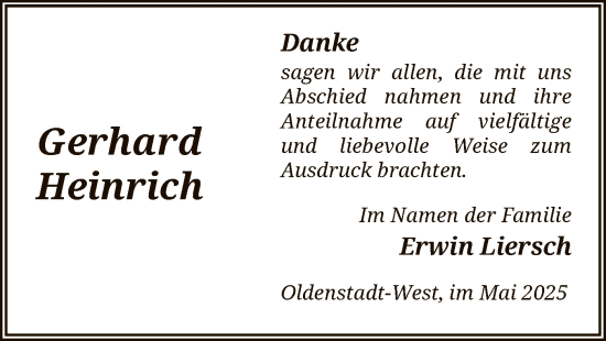 Traueranzeige von Gerhard Heinrich von UEL