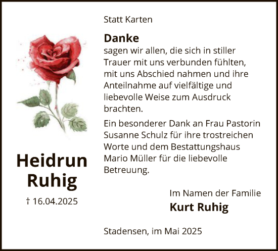 Traueranzeige von Heidrun Ruhig von AZ