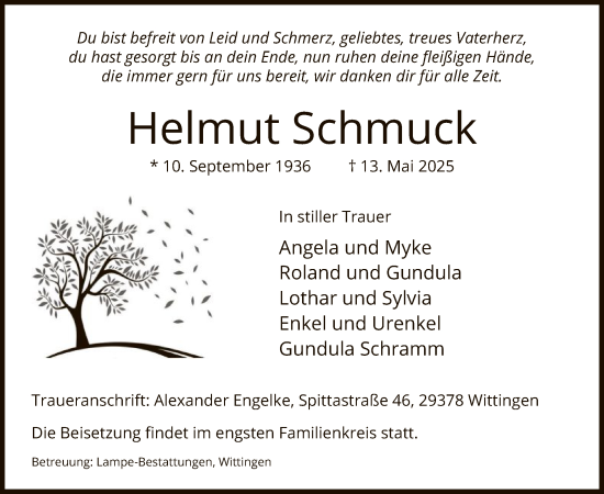 Traueranzeige von Helmut Schmuck von UEL