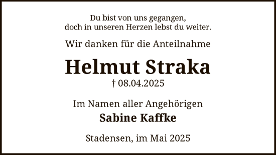 Traueranzeige von Helmut Straka von AZ