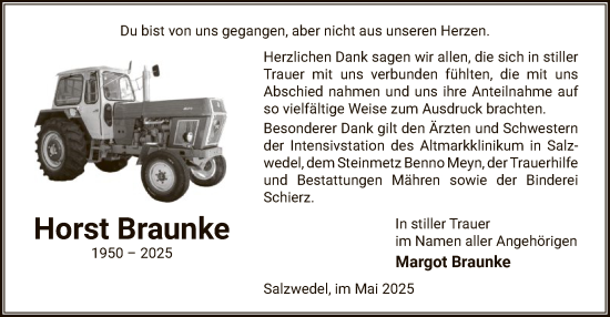 Traueranzeige von Horst Braunke von UEL