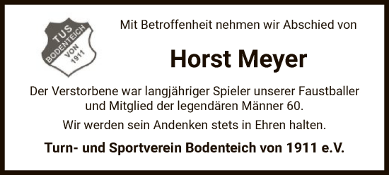 Traueranzeige von Horst Meyer von AZ