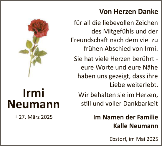 Traueranzeige von Irmi Neumann von UEL