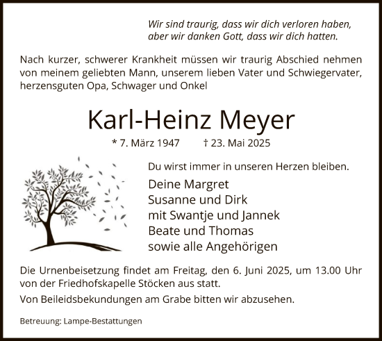 Traueranzeige von Karl-Heinz Meyer von IK