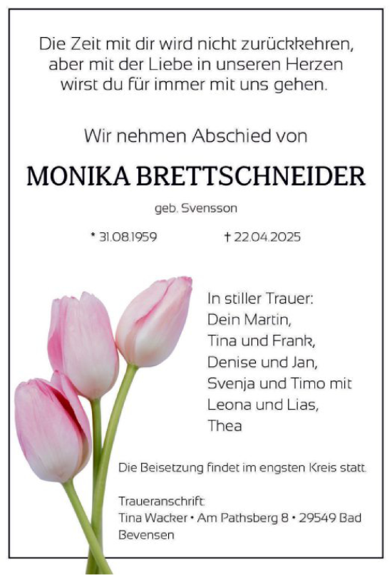 Traueranzeige von Monika Brettschneider von UEL