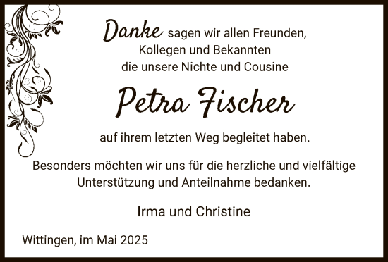 Traueranzeige von Petra Fischer von UEL