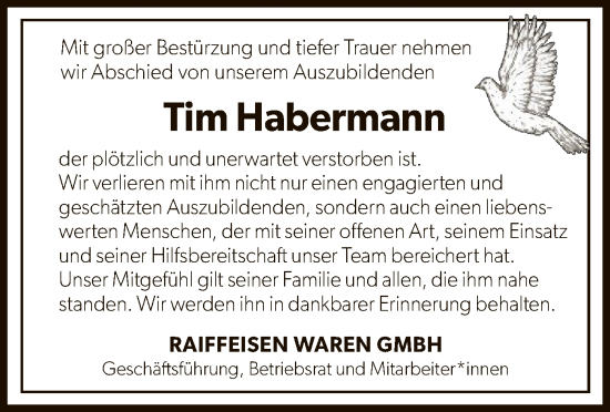 Traueranzeige von Tim Habermann von UEL