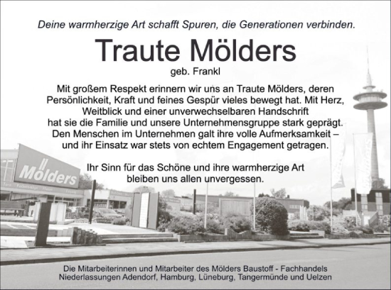 Traueranzeige von Traute Mölders von AZ