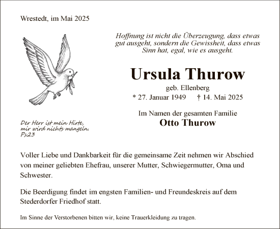 Traueranzeige von Ursula Thurow von AZ