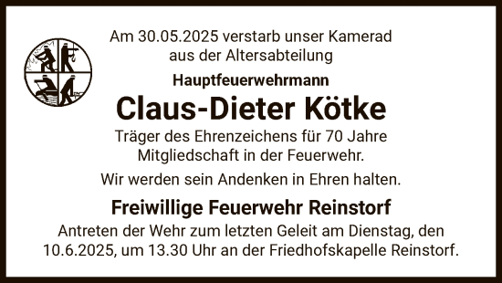 Traueranzeige von Claus-Dieter Kötke von AZ