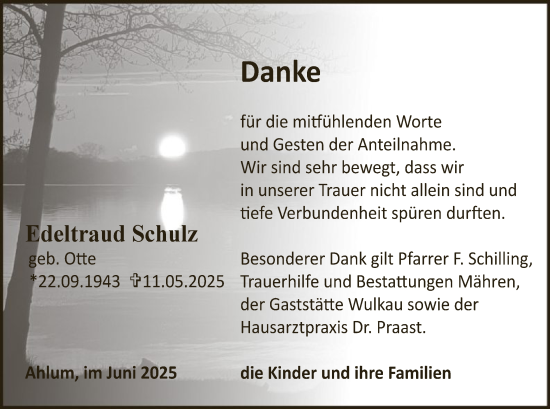 Traueranzeige von Edeltraud Schulz von AMZ