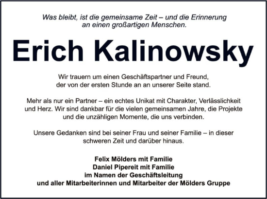 Traueranzeige von Erich Kalinowsky von AZ