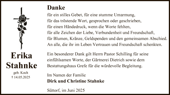 Traueranzeige von Erika Stahnke von AZ