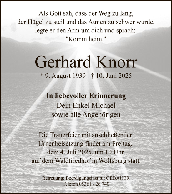Traueranzeige von Gerhard Knorr von IK