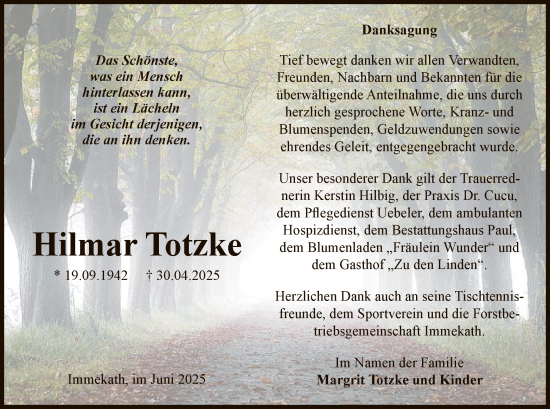 Traueranzeige von Hilmar Totzke von AMZ