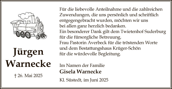 Traueranzeige von Jürgen Warnecke von AZ