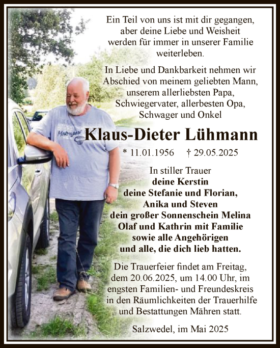 Traueranzeige von Klaus-Dieter Lühmann von AMZ
