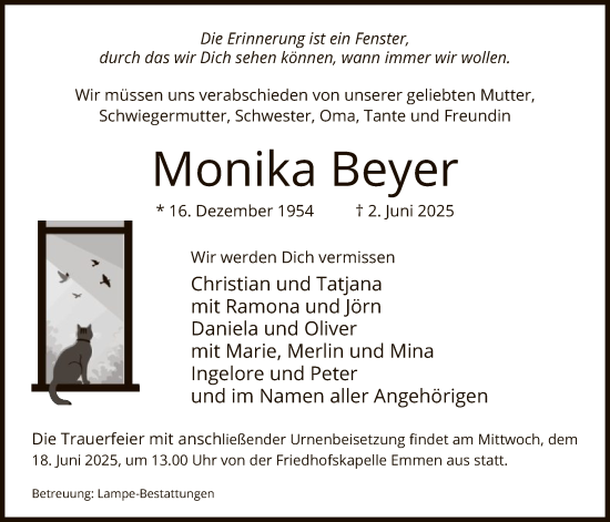 Traueranzeige von Monika Beyer von IK