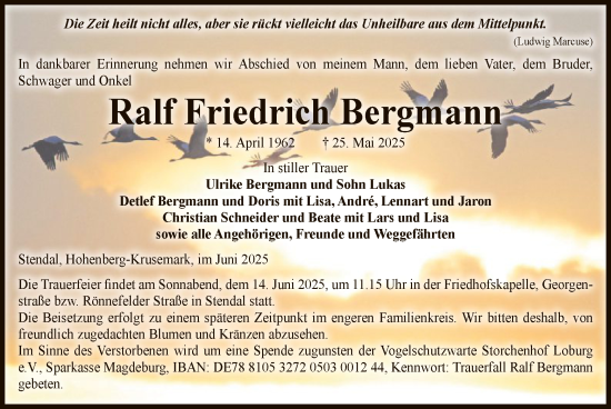 Traueranzeige von Ralf Friedrich Bergmann von AMZ
