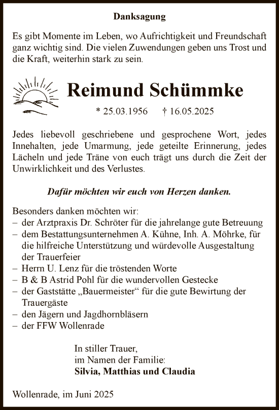 Traueranzeige von Reimund Schümmke von AMZ